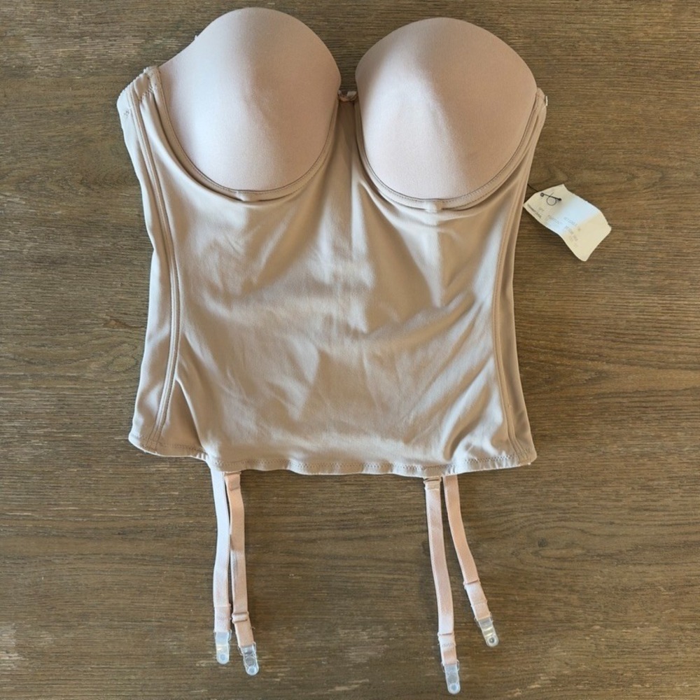 NEW Va Bien Low Back Removable‎ Strap Corset Shapewear-Suspenders-Beige-US 34C